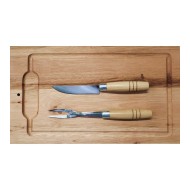 Tabua 48cm Por 28cm Com Faca E Garfo Para Churrasco